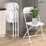 Set van 6 klapstoelen van kunststof, draagbare bureaustoel, metalen frame van staal, 158 kg, geschikt voor feesten, bruiloften, picknicks, campingstoelen, binnen en buiten, wit