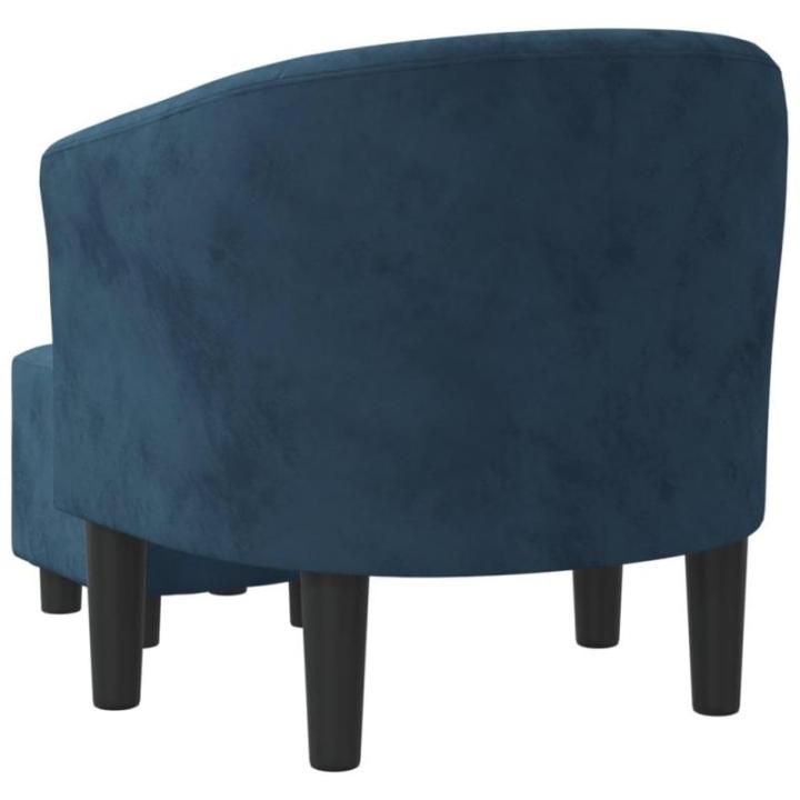 Kuipstoel met voetenbank fluweel donkerblauw, fauteuil, relaxstoel, fauteuil stoel, relaxfauteuil, leesstoel, woonkamer stoel, lounge fauteuil
