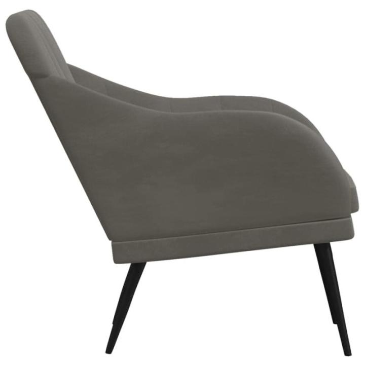 Fauteuil 63x76x80 cm fluweel donkergrijs, armstoel, relaxstoel, slaapkamerstoel, ligstoel, woonkamerstoel, fluwelen fauteuil, fluwelen armstoel