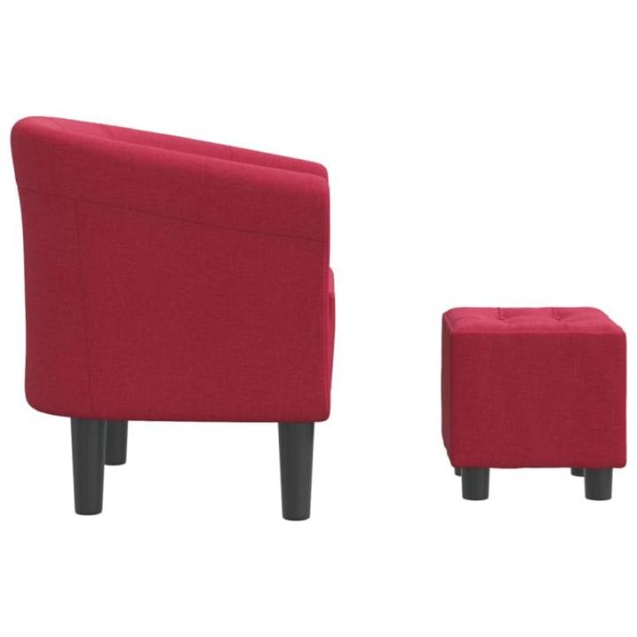 Kuipstoel met voetenbank stof wijnrood, fauteuil, relaxstoel, fauteuil stoel, relaxfauteuil, leesstoel, woonkamer stoel, lounge fauteuil