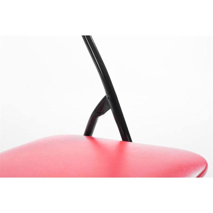 Felix, set van 2 klapstoelen, gestoffeerd, keukenstoelen met metalen frame, kunstleer, pvc-zitting, opklapbaar, campingstoelen, kleur: rood/zwart