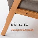 Moderne Faux Lederen Lounge Club Stoel met Massief Houten Armsteun en Voeten Comfortabele Leesstoel voor Woonkamer Stijlvolle Enkele Sofa Stoel met Kussen