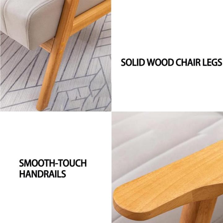 Mid Century Moderne fauteuil, fauteuil, houten frame, leesstoel voor woonkamer of slaapkamer, casual gestoffeerde loungestoel met armleuning voor eetkamer