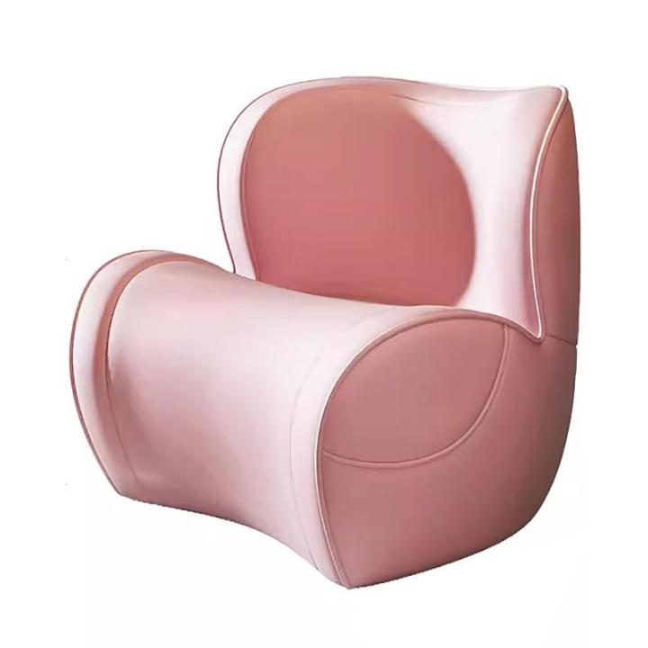 Luie Stoel, Moderne Eenvoudige Leesstoelen voor Volwassenen, Scandinavische Kantoorfauteuil, Pluizige Bankpoef, voor Slaapkamer en Woonkamer(Pink)