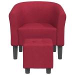 Kuipstoel met voetenbank stof wijnrood, fauteuil, relaxstoel, fauteuil stoel, relaxfauteuil, leesstoel, woonkamer stoel, lounge fauteuil
