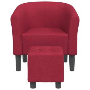 Kuipstoel met voetenbank stof wijnrood, fauteuil, relaxstoel, fauteuil stoel, relaxfauteuil, leesstoel, woonkamer stoel, lounge fauteuil