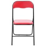 Felix, set van 2 klapstoelen, gestoffeerd, keukenstoelen met metalen frame, kunstleer, pvc-zitting, opklapbaar, campingstoelen, kleur: rood/zwart