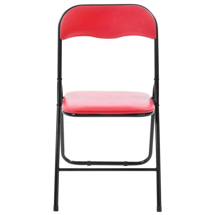 Felix, set van 2 klapstoelen, gestoffeerd, keukenstoelen met metalen frame, kunstleer, pvc-zitting, opklapbaar, campingstoelen, kleur: rood/zwart