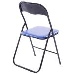 Felix, set van 2 klapstoelen, gestoffeerd, keukenstoelen met metalen frame, kunstleer, pvc-zitting, opklapbaar, campingstoelen, kleur: blauw/zwart