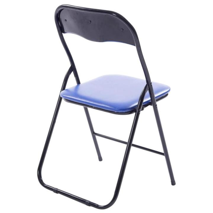Felix, set van 2 klapstoelen, gestoffeerd, keukenstoelen met metalen frame, kunstleer, pvc-zitting, opklapbaar, campingstoelen, kleur: blauw/zwart