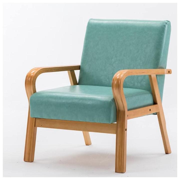 Halverwege de eeuw Retro Gestoffeerde Lederen Accent Stoel met Armen Comfortabele Enkele Leesstoel voor Slaapkamer Woonkamer Receptie of Slaapzalen Blauw