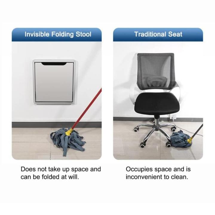 Onzichtbare Schoen Veranderende Kruk Wandmontage Vouwen Kruk Multifunctionele Vouwen Wandstoel Aluminiumlegering Blauw Belasting 150kg Ruimtebesparend