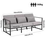 Gewatteerde fauteuil, bank, 3-zits, meerzitsbank, metalen frame, linnen, zachte zitting, elegante retro stoel voor woonkamer, receptie, café (taupe, 168 x 72 x 72 cm)