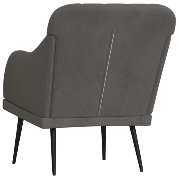 Fauteuil 63x76x80 cm fluweel donkergrijs, armstoel, relaxstoel, slaapkamerstoel, ligstoel, woonkamerstoel, fluwelen fauteuil, fluwelen armstoel