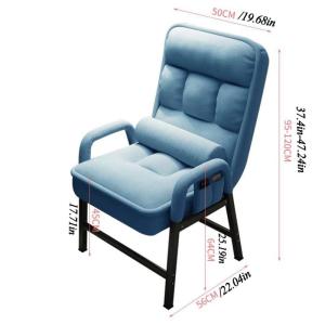 Moderne Stof Fauteuil met Stalen Frame en Side Opbergzakken Eenvoudige Montage Luie Sofa Stoel voor Woonkamer