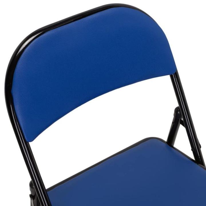 Tudela 803002 Klapstoel, gestoffeerd, kunstleer, blauw, inklapbare bezoekersstoel, tot 130 kg belastbaar