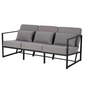Gewatteerde fauteuil, bank, 3-zits, meerzitsbank, metalen frame, linnen, zachte zitting, elegante retro stoel voor woonkamer, receptie, café (taupe, 168 x 72 x 72 cm)