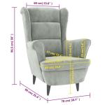 Fauteuil fluweel lichtgrijs
