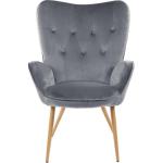 De -oorfauteuil met YORK-kruk, grijs, fluwelen hoes, comfortabel gestoffeerd, tv-fauteuil, gestoffeerde fauteuil