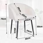 Loungestoel, gestoffeerd, lamswol, stoel met comfortabele poten, slaapkamerstoel, met armleuningen, maximaal gewicht 120 kg, wit