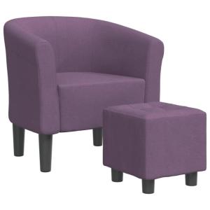 Kuipstoel met voetenbank stof paars, fauteuil, relaxstoel, fauteuil stoel, relaxfauteuil, leesstoel, woonkamer stoel, lounge fauteuil