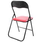 Felix, set van 2 klapstoelen, gestoffeerd, keukenstoelen met metalen frame, kunstleer, pvc-zitting, opklapbaar, campingstoelen, kleur: rood/zwart