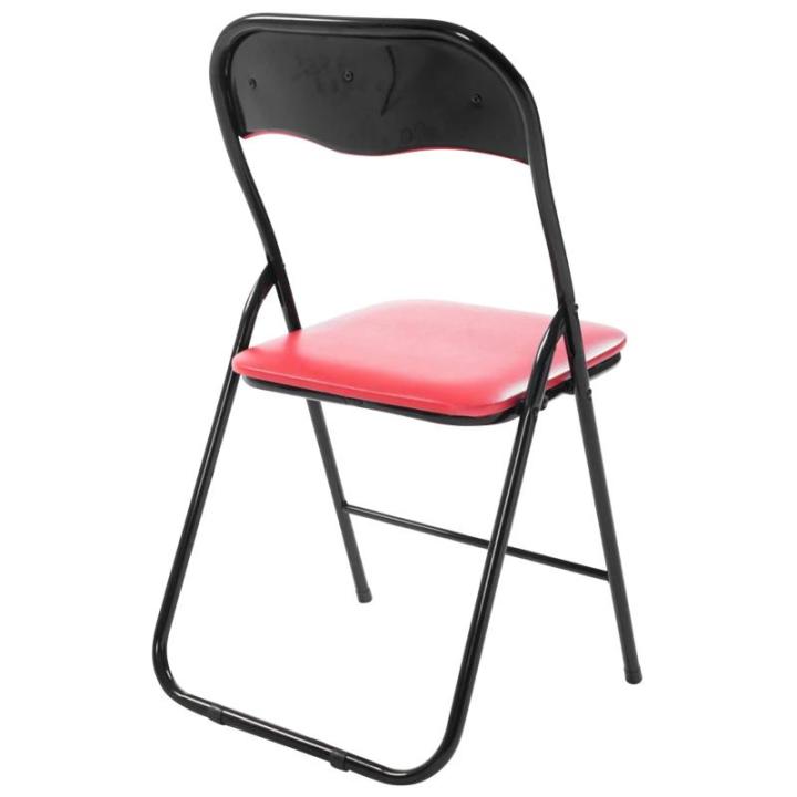Felix, set van 2 klapstoelen, gestoffeerd, keukenstoelen met metalen frame, kunstleer, pvc-zitting, opklapbaar, campingstoelen, kleur: rood/zwart