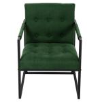 Jones Cocktailstoel, loungestoel, bekleed met stalen frame, fluwelen bekleding, donkergroen