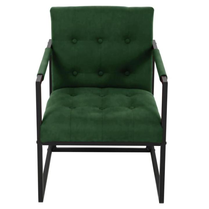 Jones Cocktailstoel, loungestoel, bekleed met stalen frame, fluwelen bekleding, donkergroen