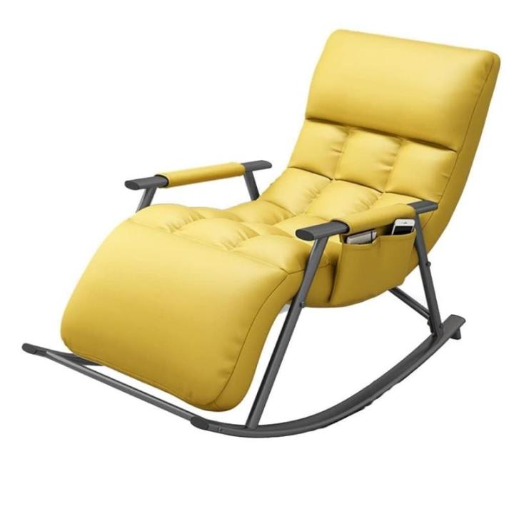 Halverwege Eeuw Moderne Schommelstoel Slaapkamer Fauteuil Schommelstoel Gestoffeerde Gewatteerde Zitting for Thuis Woonkamer, Slaapkamer, Lounge(Yellow)