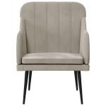 Fauteuil 63x76x80 cm fluweel lichtgrijs, armstoel, relaxstoel, slaapkamerstoel, ligstoel, woonkamerstoel, fluwelen fauteuil, fluwelen armstoel
