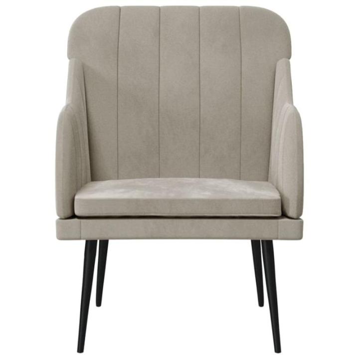 Fauteuil 63x76x80 cm fluweel lichtgrijs, armstoel, relaxstoel, slaapkamerstoel, ligstoel, woonkamerstoel, fluwelen fauteuil, fluwelen armstoel