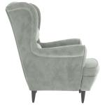Fauteuil fluweel lichtgrijs