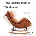 Fauteuil SchommelstoelGlider Mid-Century Moderne gestoffeerde fauteuil Schommelstoel met poef voor woonkamer, schommelstoel met massief houten poten (Kleur: Grijs-3)
