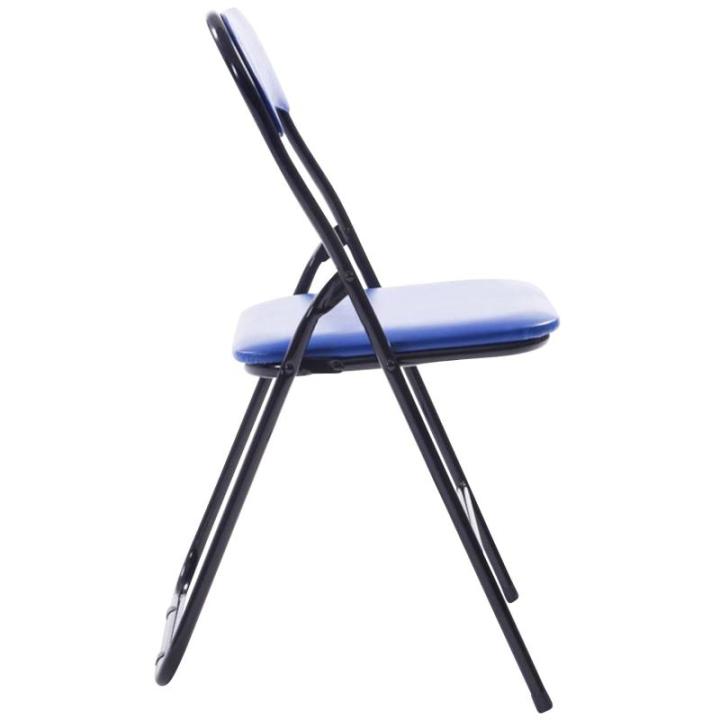 Felix, set van 2 klapstoelen, gestoffeerd, keukenstoelen met metalen frame, kunstleer, pvc-zitting, opklapbaar, campingstoelen, kleur: blauw/zwart