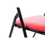 Felix, set van 2 klapstoelen, gestoffeerd, keukenstoelen met metalen frame, kunstleer, pvc-zitting, opklapbaar, campingstoelen, kleur: rood/zwart