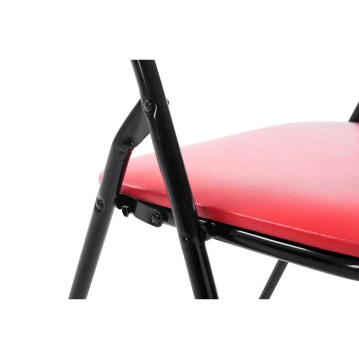Felix, set van 2 klapstoelen, gestoffeerd, keukenstoelen met metalen frame, kunstleer, pvc-zitting, opklapbaar, campingstoelen, kleur: rood/zwart