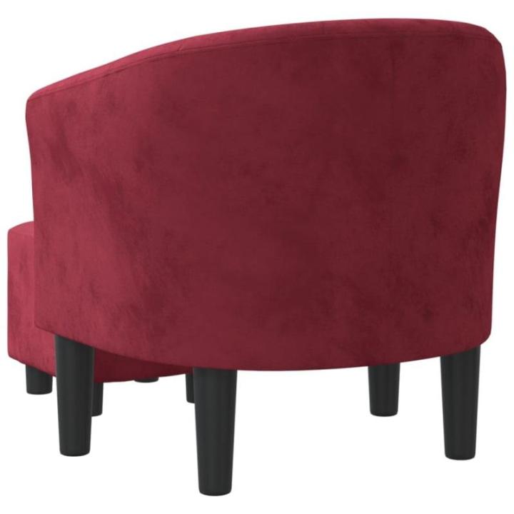 Kuipstoel met voetenbank fluweel wijnrood, fauteuil, relaxstoel, fauteuil stoel, relaxfauteuil, leesstoel, woonkamer stoel, lounge fauteuil