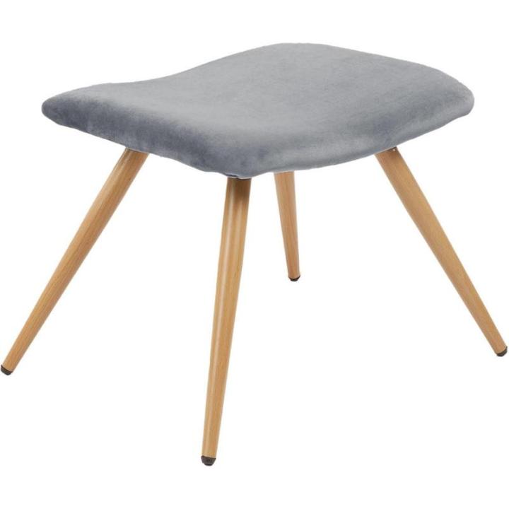De -oorfauteuil met YORK-kruk, grijs, fluwelen hoes, comfortabel gestoffeerd, tv-fauteuil, gestoffeerde fauteuil