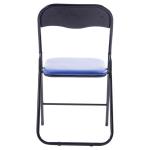 Felix, set van 2 klapstoelen, gestoffeerd, keukenstoelen met metalen frame, kunstleer, pvc-zitting, opklapbaar, campingstoelen, kleur: blauw/zwart