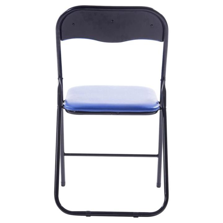 Felix, set van 2 klapstoelen, gestoffeerd, keukenstoelen met metalen frame, kunstleer, pvc-zitting, opklapbaar, campingstoelen, kleur: blauw/zwart