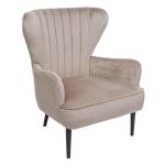 Lounge-stoel HWC-K37, cocktailstoel gestoffeerde fauteuil, fluwelen - taupe