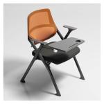 Moderne Mesh Back Tablet Arm Stoel met Schrijfbord Ergonomische Conferentie Stoel voor Mobiele Nesting Oranje Kleur Tablet Arm Stoel met Flip voor Comfortabele Zitting