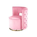 Designstoel in roze - 360 graden draaibaar, fluwelen bekleding, zacht comfortabel elegant luxe woonkamer slaapkamer kleedkamer