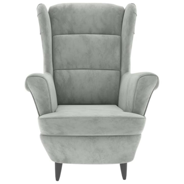 Fauteuil fluweel lichtgrijs