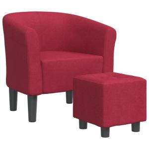 Kuipstoel met voetenbank stof wijnrood, fauteuil, relaxstoel, fauteuil stoel, relaxfauteuil, leesstoel, woonkamer stoel, lounge fauteuil