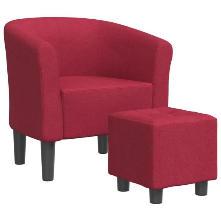 Kuipstoel met voetenbank stof wijnrood, fauteuil, relaxstoel, fauteuil stoel, relaxfauteuil, leesstoel, woonkamer stoel, lounge fauteuil