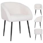 Loungestoel, gestoffeerd, lamswol, stoel met comfortabele poten, slaapkamerstoel, met armleuningen, maximaal gewicht 120 kg, wit