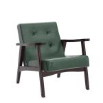 Retro houten stoel woonkamer massief hout stoel gestoffeerde stoel lounge stoel met armleuningen middeleeuws houten frame designstoel van kunstleer en eiken voor slaapkamer café b