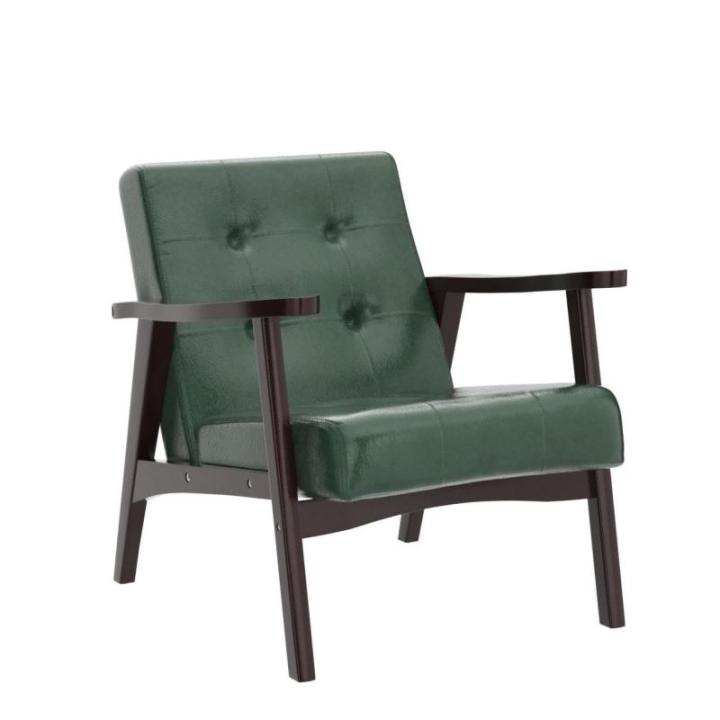 Retro houten stoel woonkamer massief hout stoel gestoffeerde stoel lounge stoel met armleuningen middeleeuws houten frame designstoel van kunstleer en eiken voor slaapkamer café b
